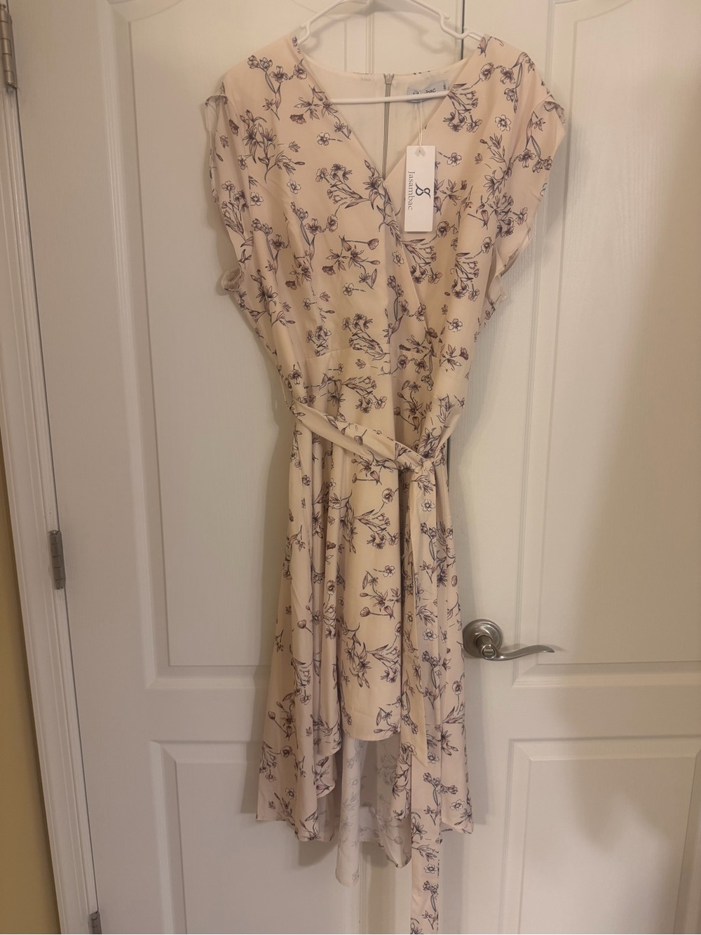 Floral Wrap Midi Dress in Blush with belt - Unbranded NWT